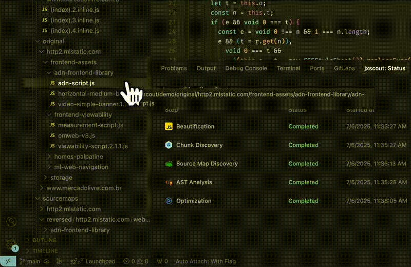 jxscout pro CLI - multiple files selected